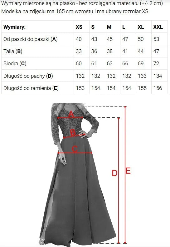 643-3 Elegantiška vakarinė maxi suknelė su gėlės akcentu – smėlio spalvos